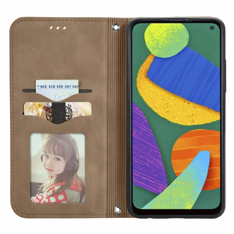 For Samsung Galaxy F52 Retro Skin Feel Business Magnetic Horizontal Flip Leather Case with Holder & Card Slots & Wallet & Photo Frame