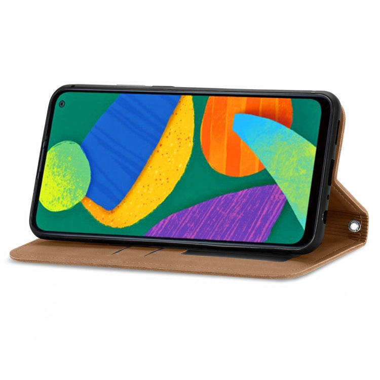 For Samsung Galaxy F52 Retro Skin Feel Business Magnetic Horizontal Flip Leather Case with Holder & Card Slots & Wallet & Photo Frame