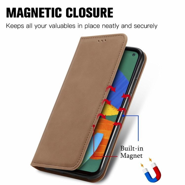 For Samsung Galaxy F52 Retro Skin Feel Business Magnetic Horizontal Flip Leather Case with Holder & Card Slots & Wallet & Photo Frame