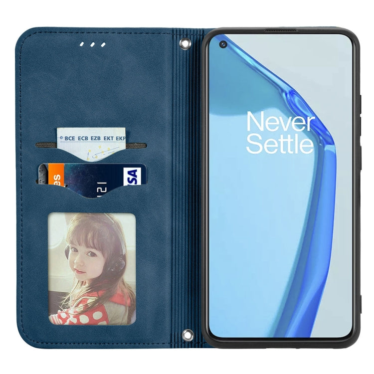 For OnePlus 9R Retro Skin Feel Business Magnetic Horizontal Flip Leather Case with Holder & Card Slots & Wallet & Photo Frame