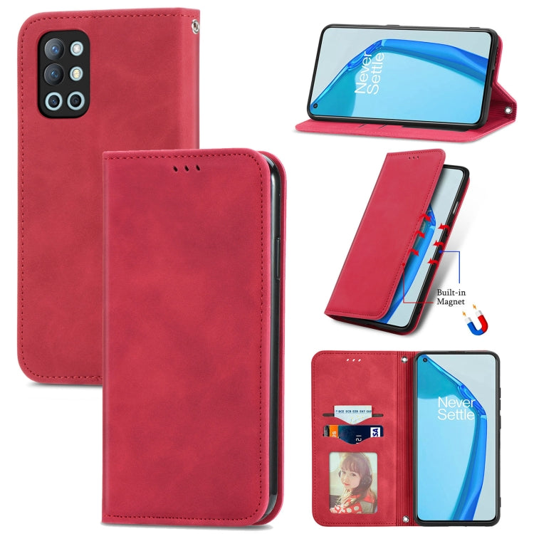 For OnePlus 9R Retro Skin Feel Business Magnetic Horizontal Flip Leather Case with Holder & Card Slots & Wallet & Photo Frame