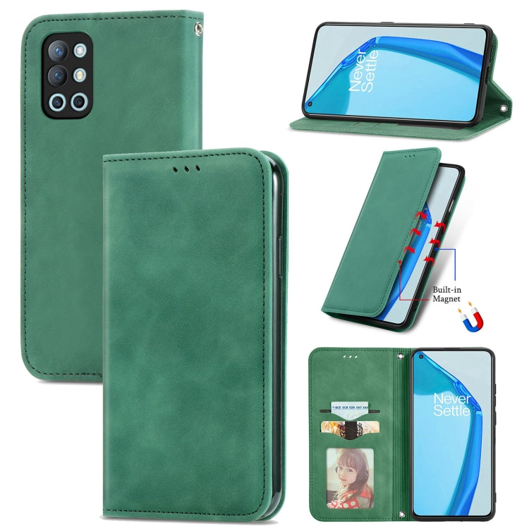 For OnePlus 9R Retro Skin Feel Business Magnetic Horizontal Flip Leather Case with Holder & Card Slots & Wallet & Photo Frame