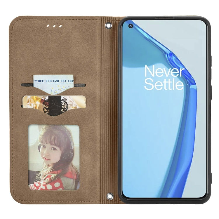 For OnePlus 9R Retro Skin Feel Business Magnetic Horizontal Flip Leather Case with Holder & Card Slots & Wallet & Photo Frame