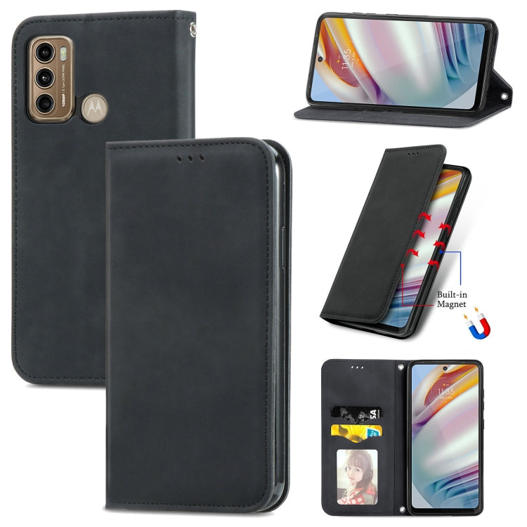 For Motorola Moto G60 Retro Skin Feel Business Magnetic Horizontal Flip Leather Case with Holder & Card Slots & Wallet & Photo Frame