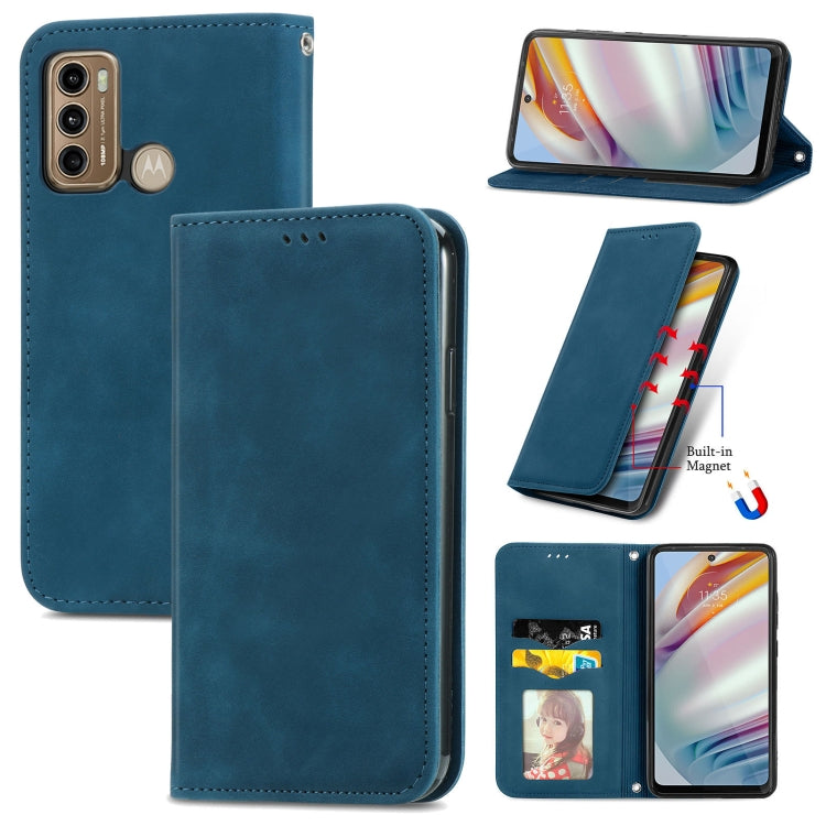 For Motorola Moto G60 Retro Skin Feel Business Magnetic Horizontal Flip Leather Case with Holder & Card Slots & Wallet & Photo Frame