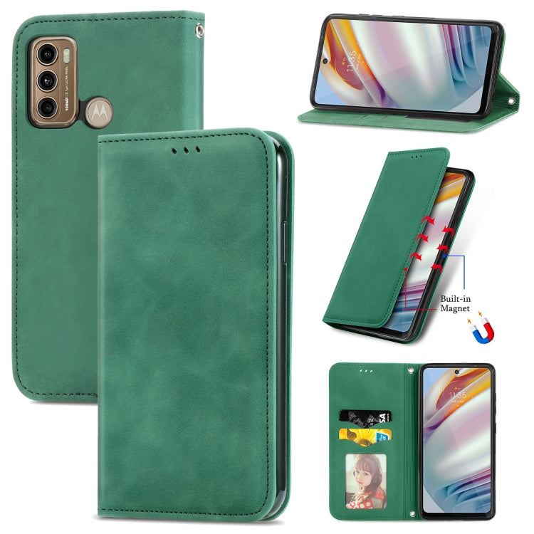 For Motorola Moto G60 Retro Skin Feel Business Magnetic Horizontal Flip Leather Case with Holder & Card Slots & Wallet & Photo Frame