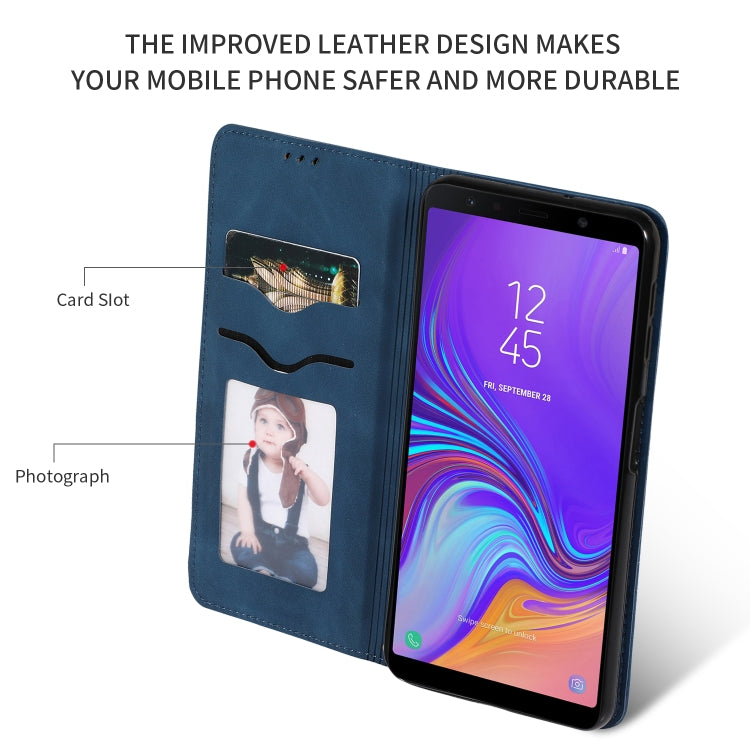 Retro Skin Feel Business Magnetic Horizontal Flip Leather Case for Samsung Galaxy A7 2018