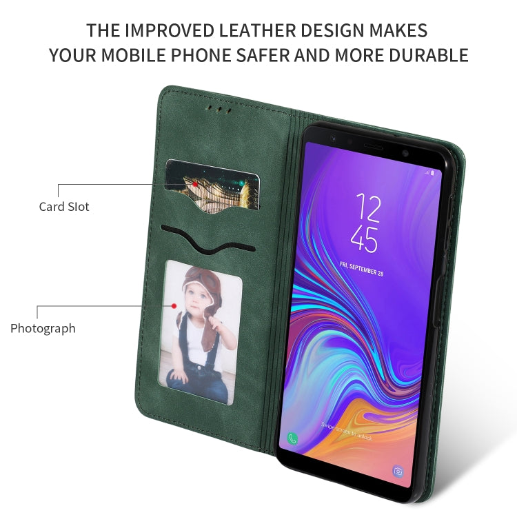 Retro Skin Feel Business Magnetic Horizontal Flip Leather Case for Samsung Galaxy A7 2018