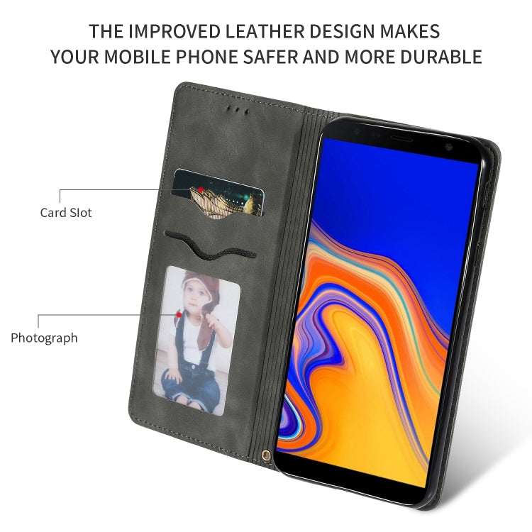 Retro Skin Feel Business Magnetic Horizontal Flip Leather Case for Samsung Galaxy J4 Plus 2018 & J4 Prime