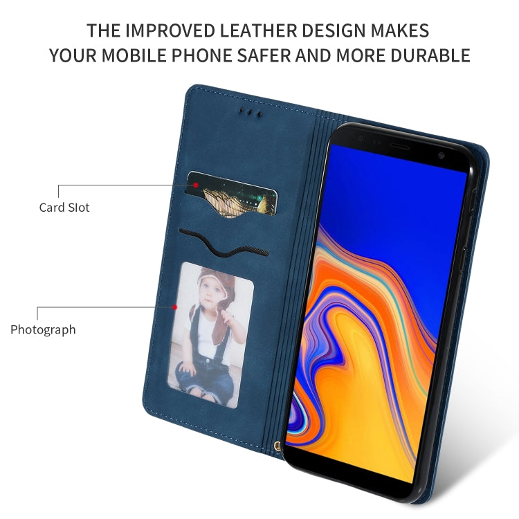 Retro Skin Feel Business Magnetic Horizontal Flip Leather Case for Samsung Galaxy J4 Plus 2018 & J4 Prime