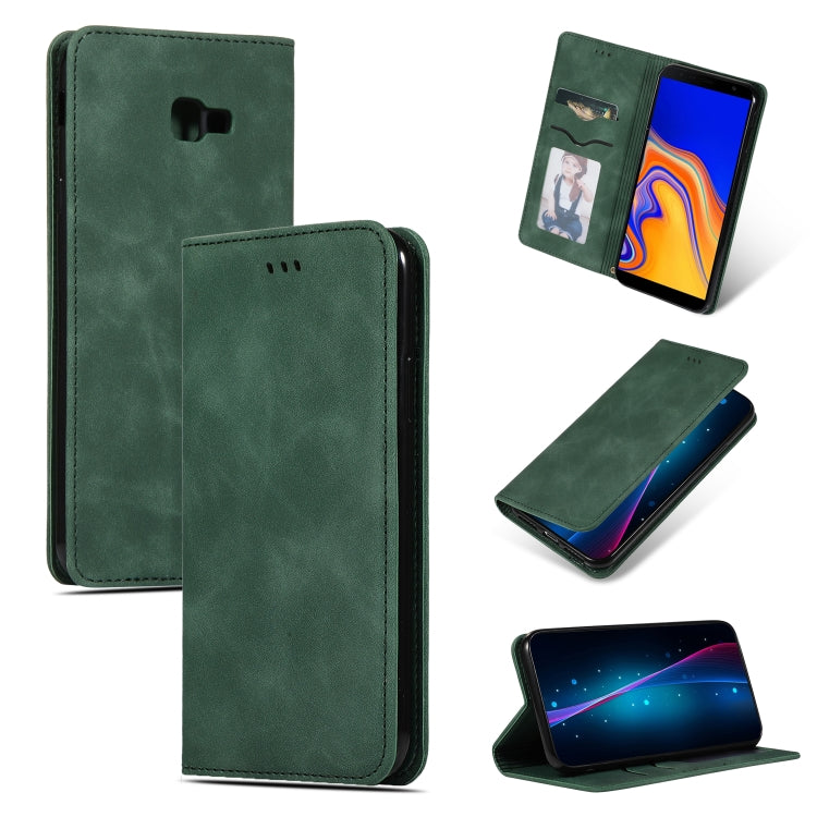 Retro Skin Feel Business Magnetic Horizontal Flip Leather Case for Samsung Galaxy J4 Plus 2018 & J4 Prime