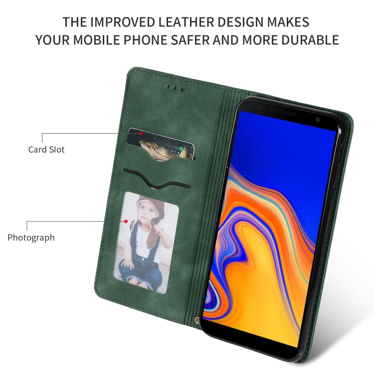 Retro Skin Feel Business Magnetic Horizontal Flip Leather Case for Samsung Galaxy J4 Plus 2018 & J4 Prime