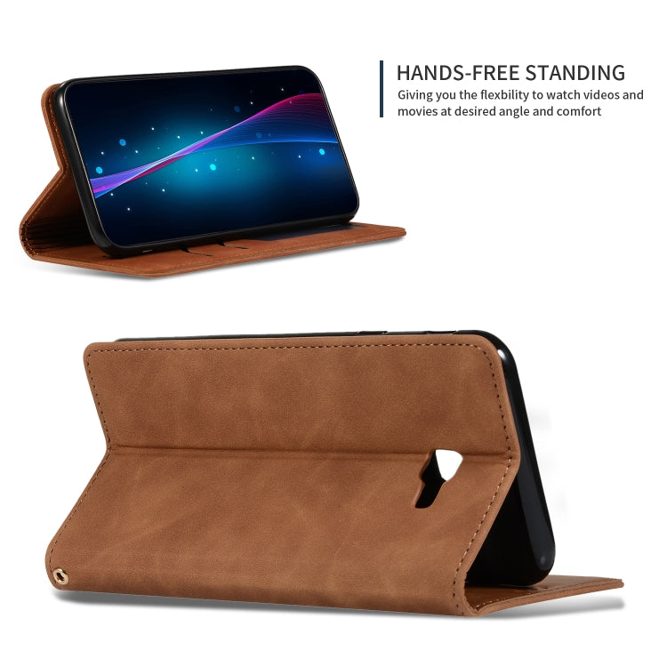 Retro Skin Feel Business Magnetic Horizontal Flip Leather Case for Samsung Galaxy J4 Plus 2018 & J4 Prime