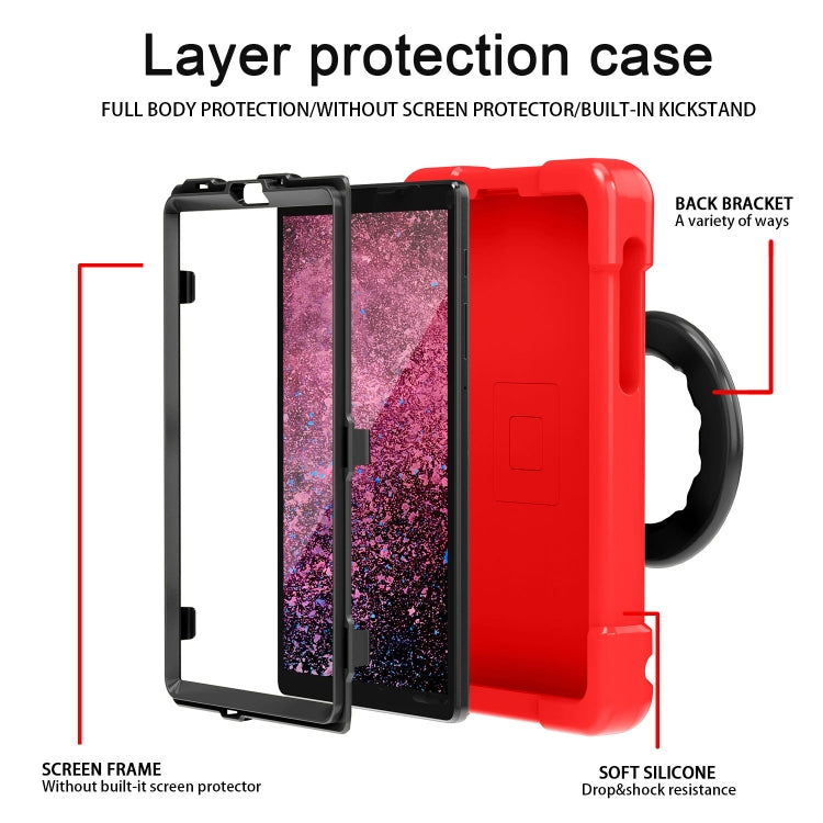 For Galaxy Tab A7 Lite T220/T225 PC + Silicone Shockproof Combination Case with 360 Degree Rotating Holder & Handle