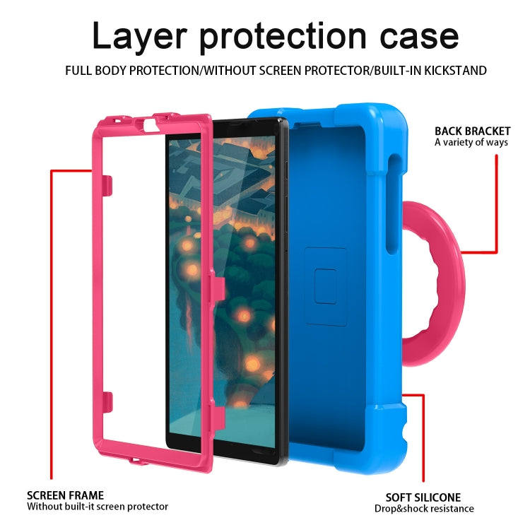 For Galaxy Tab A7 Lite T220/T225 PC + Silicone Shockproof Combination Case with 360 Degree Rotating Holder & Handle