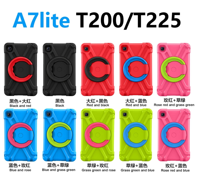 For Galaxy Tab A7 Lite T220/T225 PC + Silicone Shockproof Combination Case with 360 Degree Rotating Holder & Handle