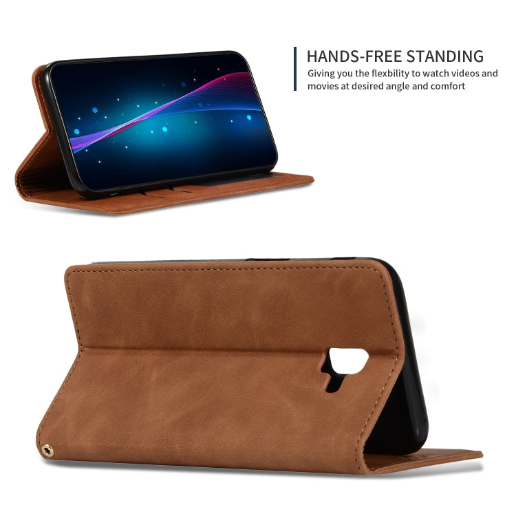 Retro Skin Feel Business Magnetic Horizontal Flip Leather Case for Samsung Galaxy J6 Plus 2018 & J6 Prime