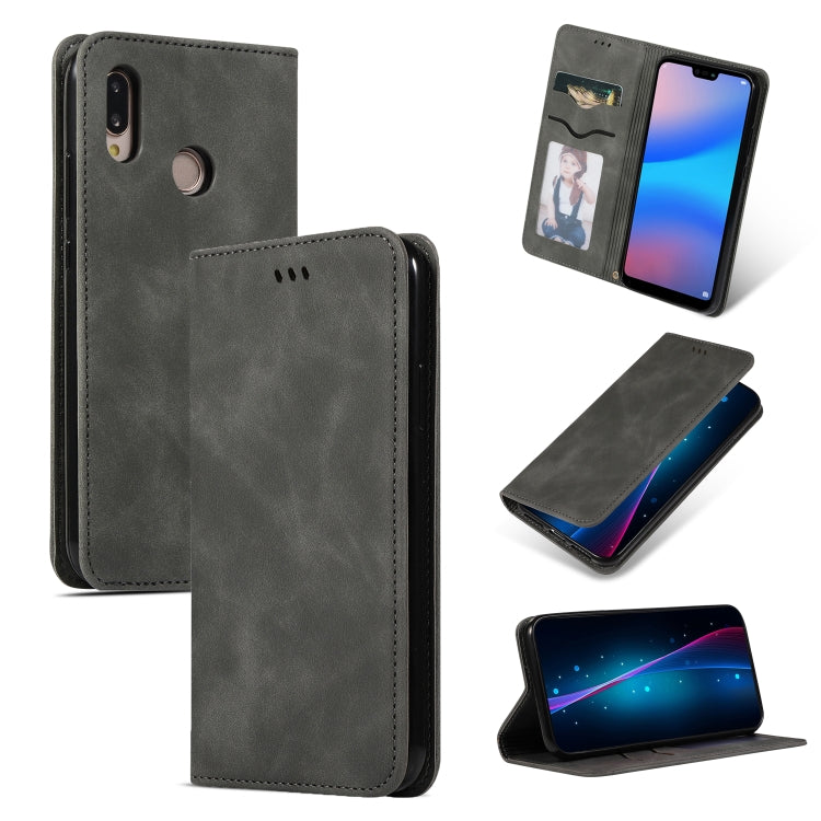 Retro Skin Feel Business Magnetic Horizontal Flip Leather Case for Huawei P20 Lite