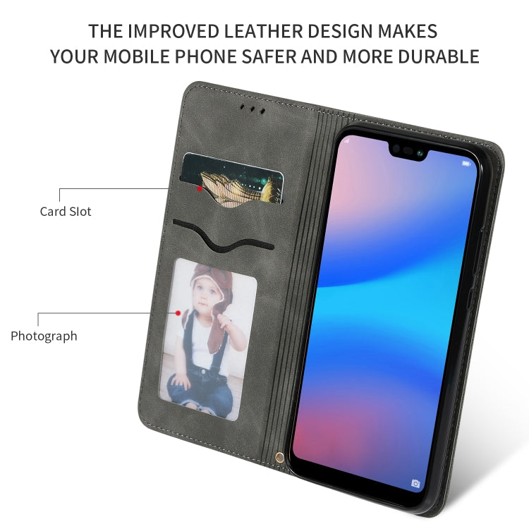Retro Skin Feel Business Magnetic Horizontal Flip Leather Case for Huawei P20 Lite