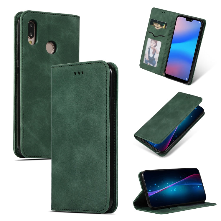 Retro Skin Feel Business Magnetic Horizontal Flip Leather Case for Huawei P20 Lite
