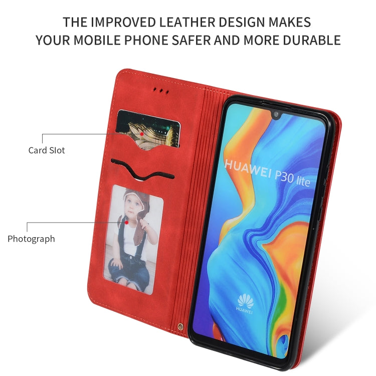 Retro Skin Feel Business Magnetic Horizontal Flip Leather Case for Huawei P30 Lite