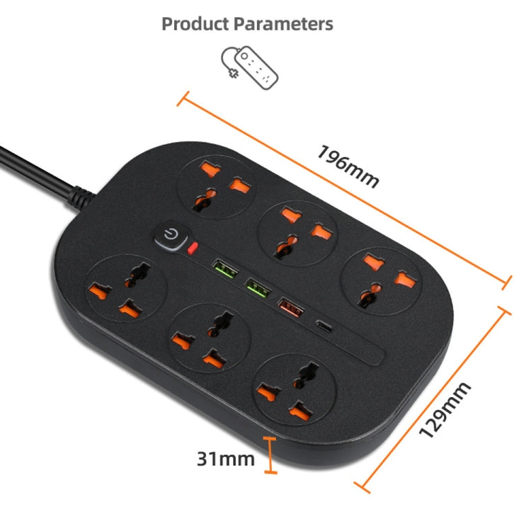 T21 PD3.0 + QC3.0 Multi Hole Row Plug 3000W High Power Socket, UK Plug