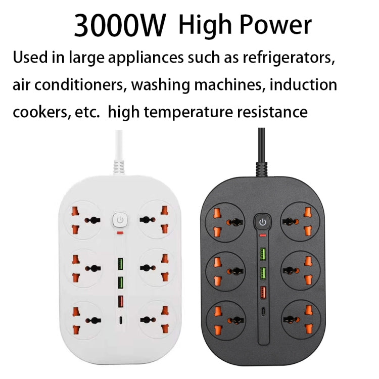 T21 PD3.0 + QC3.0 Multi Hole Row Plug 3000W High Power Socket, UK Plug