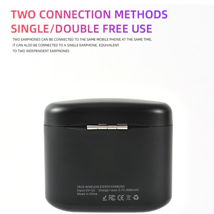 TWS2A Bluetooth TWS5.0 Copper Ring Speaker Binaural True Stereo Touch Bluetooth Earphones(Blue)