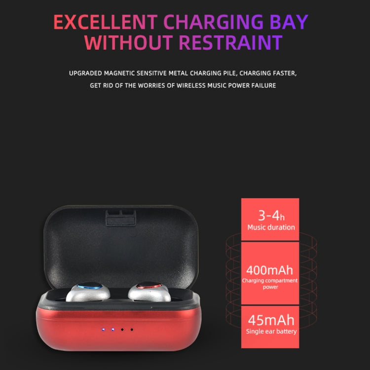 TWS5 Bluetooth 5.0 TWS Copper Ring Speaker Binaural True Stereo Touch Bluetooth Earphones