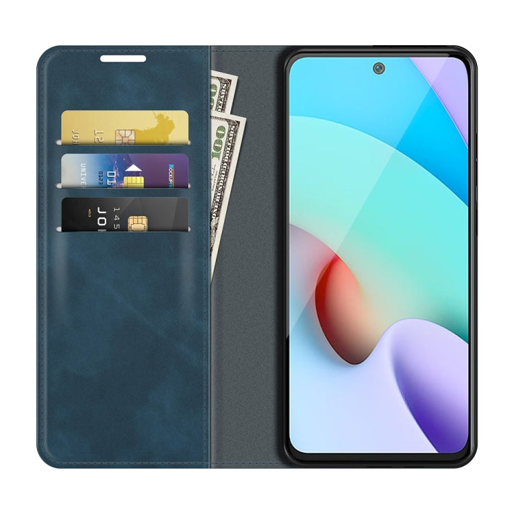 For Xiaomi Redmi 10 Retro-skin Business Magnetic Suction Leather Case with Holder & Card Slots & Wallet