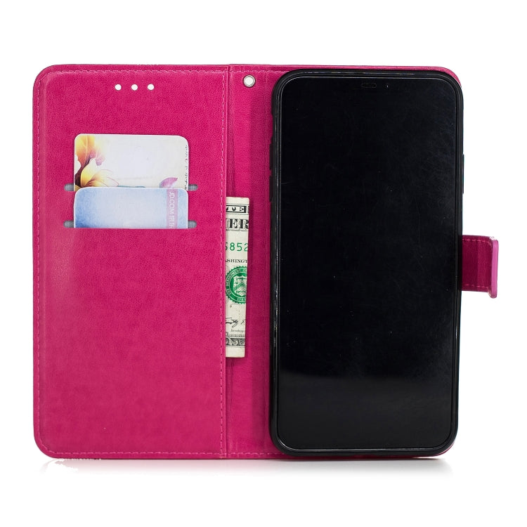 For iPhone XS Diamond Encrusted Butterflies Love Flowers Pattern Horizontal Flip Leather Case with Holder & Card Slots & Wallet & Lanyard