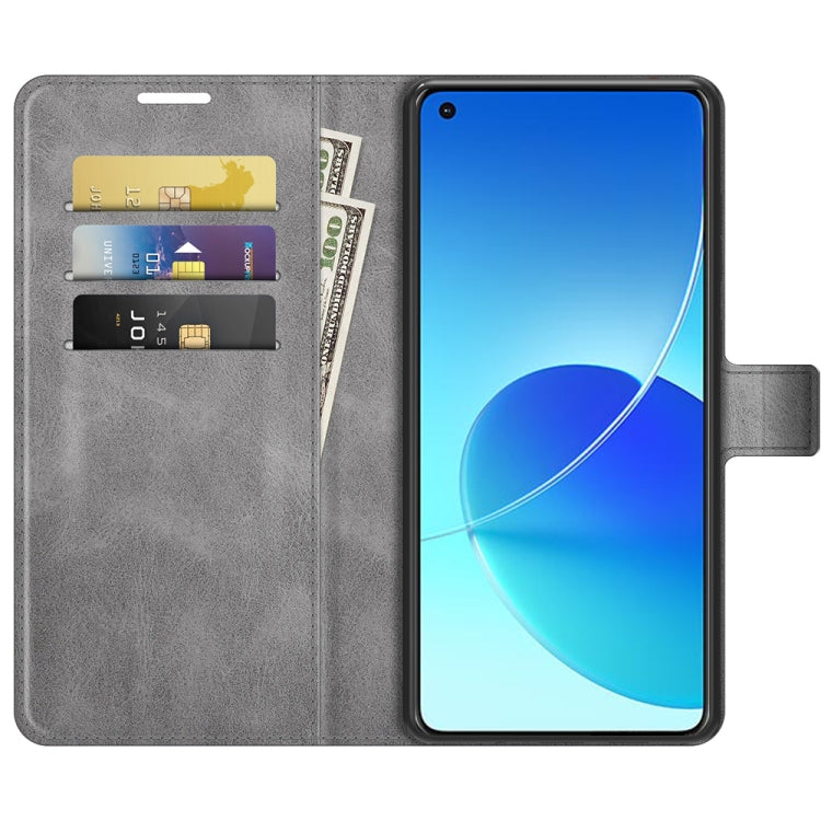For OPPO Reno6 4G Retro Calf Pattern Buckle Horizontal Flip Leather Case with Holder & Card Slots & Wallet
