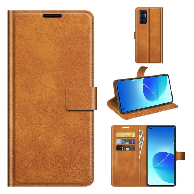 For OPPO Reno6 4G Retro Calf Pattern Buckle Horizontal Flip Leather Case with Holder & Card Slots & Wallet