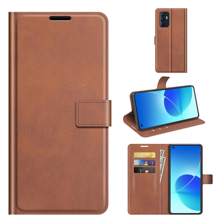 For OPPO Reno6 4G Retro Calf Pattern Buckle Horizontal Flip Leather Case with Holder & Card Slots & Wallet
