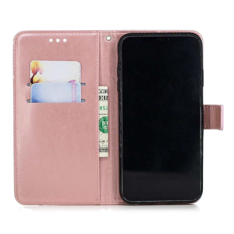 For iPhone XS Max Diamond Encrusted Butterflies Love Flowers Pattern Horizontal Flip Leather Case with Holder & Card Slots & Wallet & Lanyard