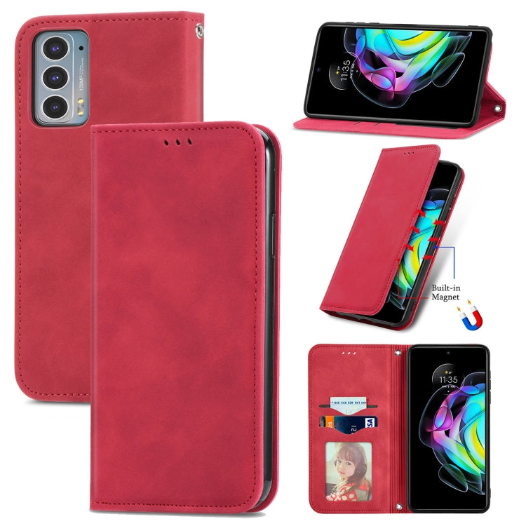 For Motorola Edge 20 Retro Skin Feel Business Magnetic Horizontal Flip Leather Case With Holder & Card Slots & Wallet & Photo Frame