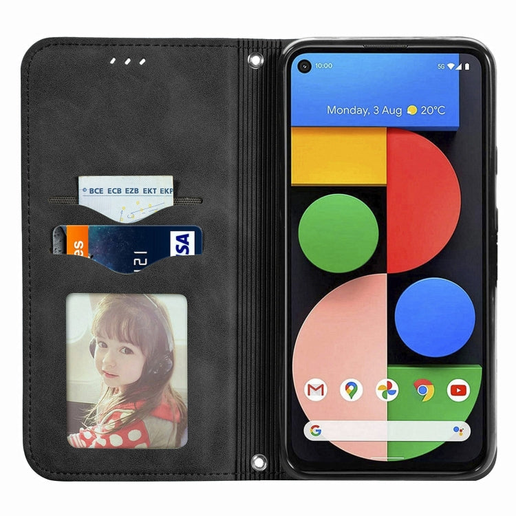 For Google Pixel 5a 5G Retro Skin Feel Business Magnetic Horizontal Flip Leather Case with Holder & Card Slots & Wallet & Photo Frame