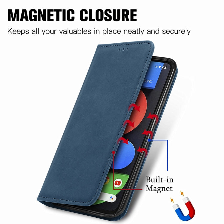 For Google Pixel 5a 5G Retro Skin Feel Business Magnetic Horizontal Flip Leather Case with Holder & Card Slots & Wallet & Photo Frame