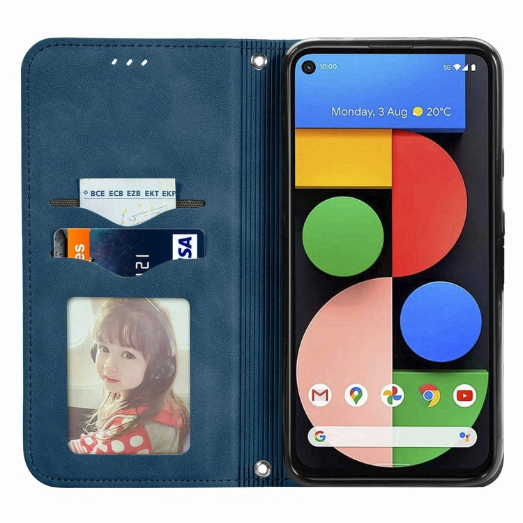 For Google Pixel 5a 5G Retro Skin Feel Business Magnetic Horizontal Flip Leather Case with Holder & Card Slots & Wallet & Photo Frame