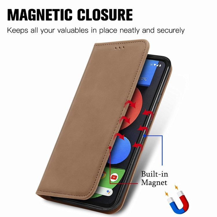 For Google Pixel 5a 5G Retro Skin Feel Business Magnetic Horizontal Flip Leather Case with Holder & Card Slots & Wallet & Photo Frame