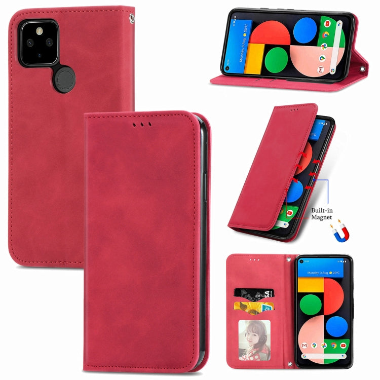 For Google Pixel 5a 5G Retro Skin Feel Business Magnetic Horizontal Flip Leather Case with Holder & Card Slots & Wallet & Photo Frame