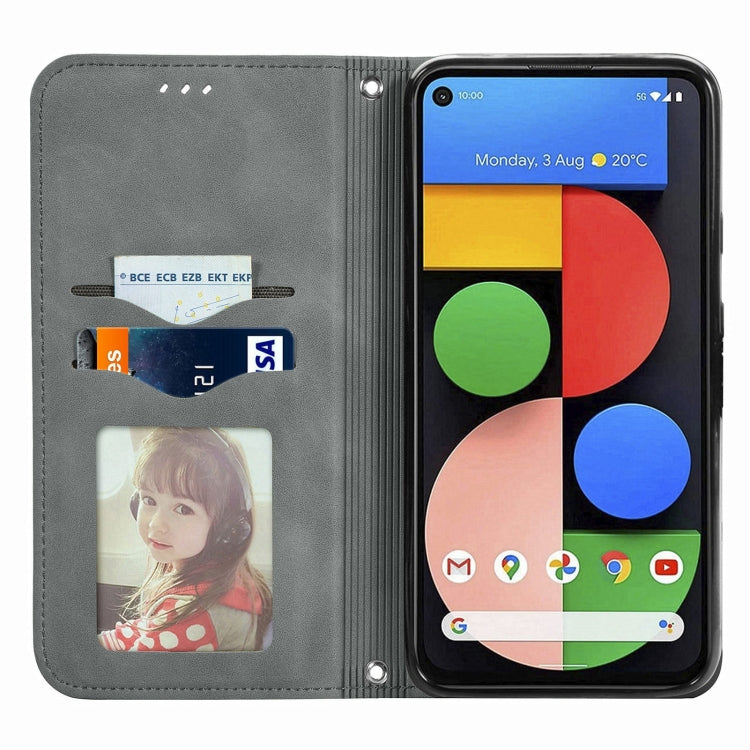For Google Pixel 5a 5G Retro Skin Feel Business Magnetic Horizontal Flip Leather Case with Holder & Card Slots & Wallet & Photo Frame