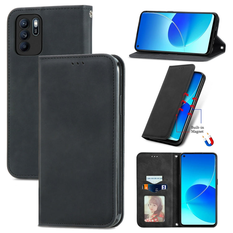 For OPPO Reno6 Z Retro Skin Feel Business Magnetic Horizontal Flip Leather Case With Holder & Card Slots & Wallet & Photo Frame