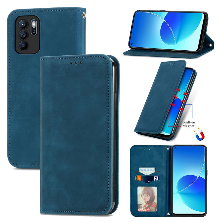 For OPPO Reno6 Z Retro Skin Feel Business Magnetic Horizontal Flip Leather Case With Holder & Card Slots & Wallet & Photo Frame