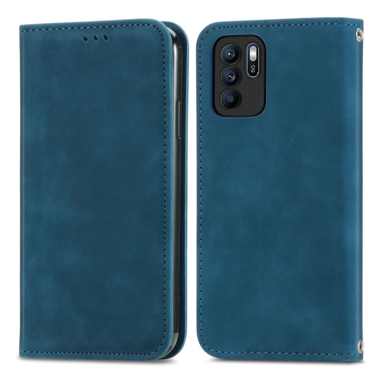 For OPPO Reno6 Z Retro Skin Feel Business Magnetic Horizontal Flip Leather Case With Holder & Card Slots & Wallet & Photo Frame