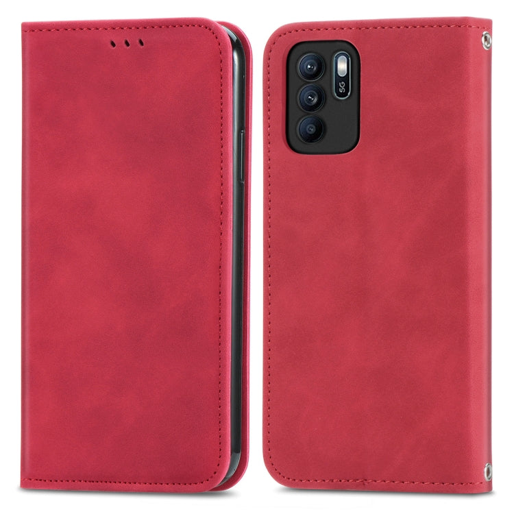 For OPPO Reno6 Z Retro Skin Feel Business Magnetic Horizontal Flip Leather Case With Holder & Card Slots & Wallet & Photo Frame