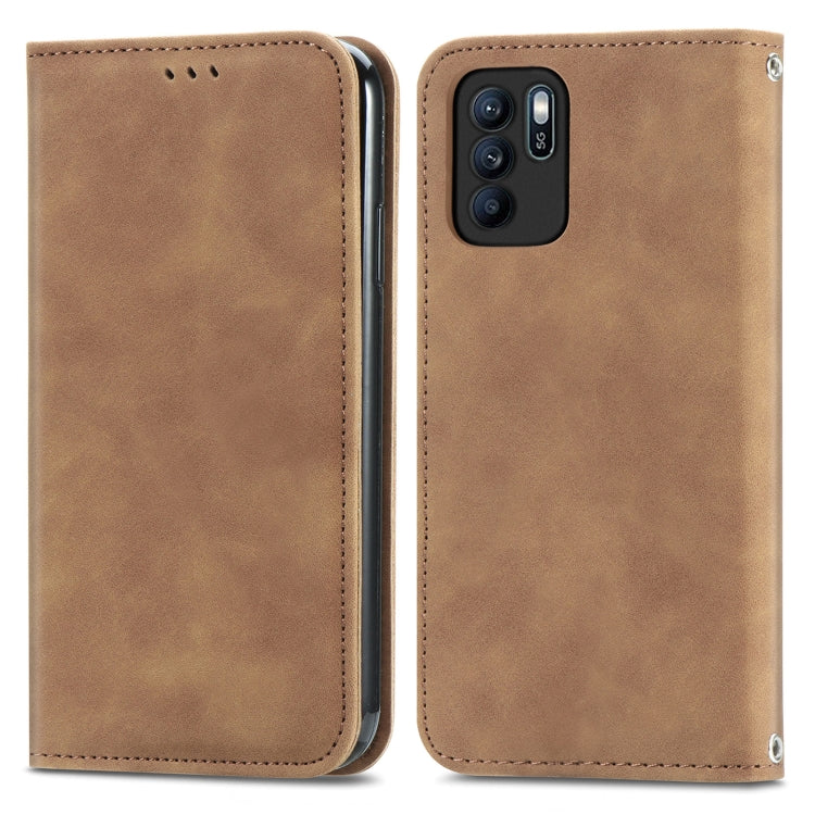 For OPPO Reno6 Z Retro Skin Feel Business Magnetic Horizontal Flip Leather Case With Holder & Card Slots & Wallet & Photo Frame