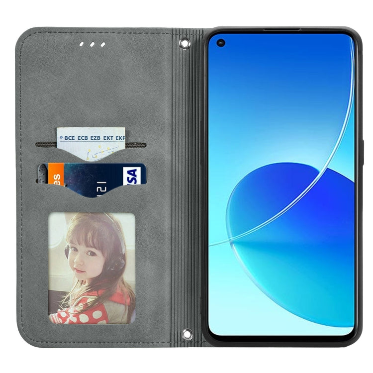 For OPPO Reno6 Z Retro Skin Feel Business Magnetic Horizontal Flip Leather Case With Holder & Card Slots & Wallet & Photo Frame