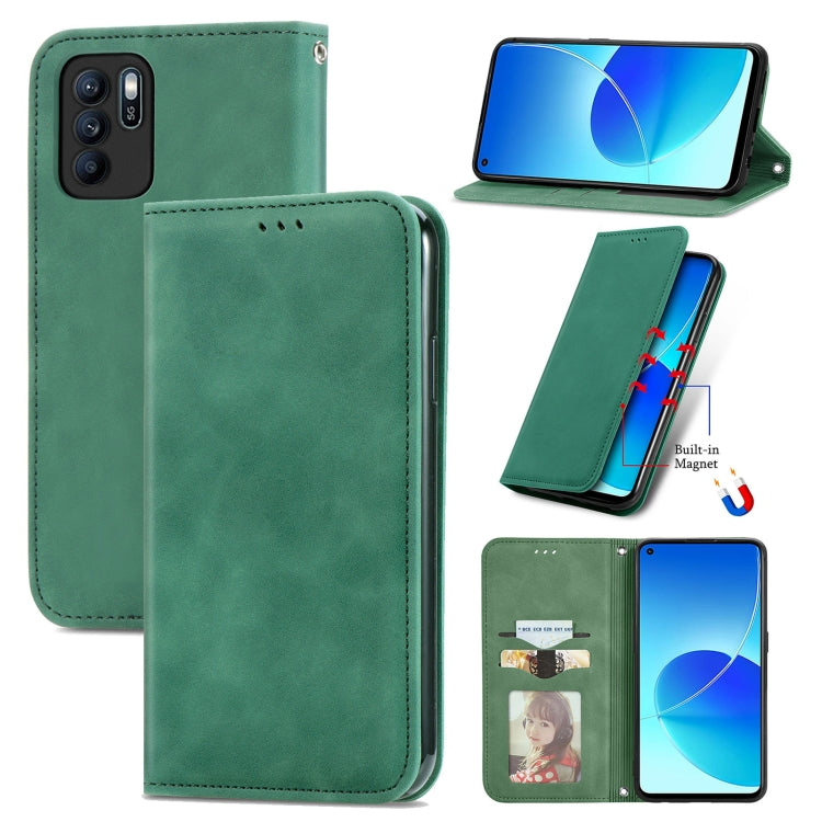 For OPPO Reno6 Z Retro Skin Feel Business Magnetic Horizontal Flip Leather Case With Holder & Card Slots & Wallet & Photo Frame