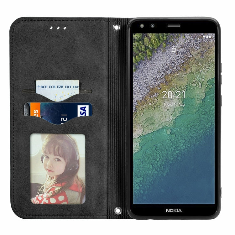 For Nokia C01 Plus Retro Skin Feel Business Magnetic Horizontal Flip Leather Case with Holder & Card Slots & Wallet & Photo Frame